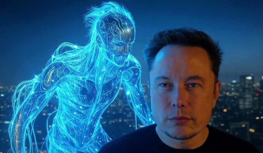 Elon Musk's position in front of the digital god